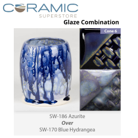 Azurite SW-186 over Blue Hydrangea SW-170 Stoneware Combination Azurite SW-186 over Blue Hydrangea SW-170 Stoneware Combination